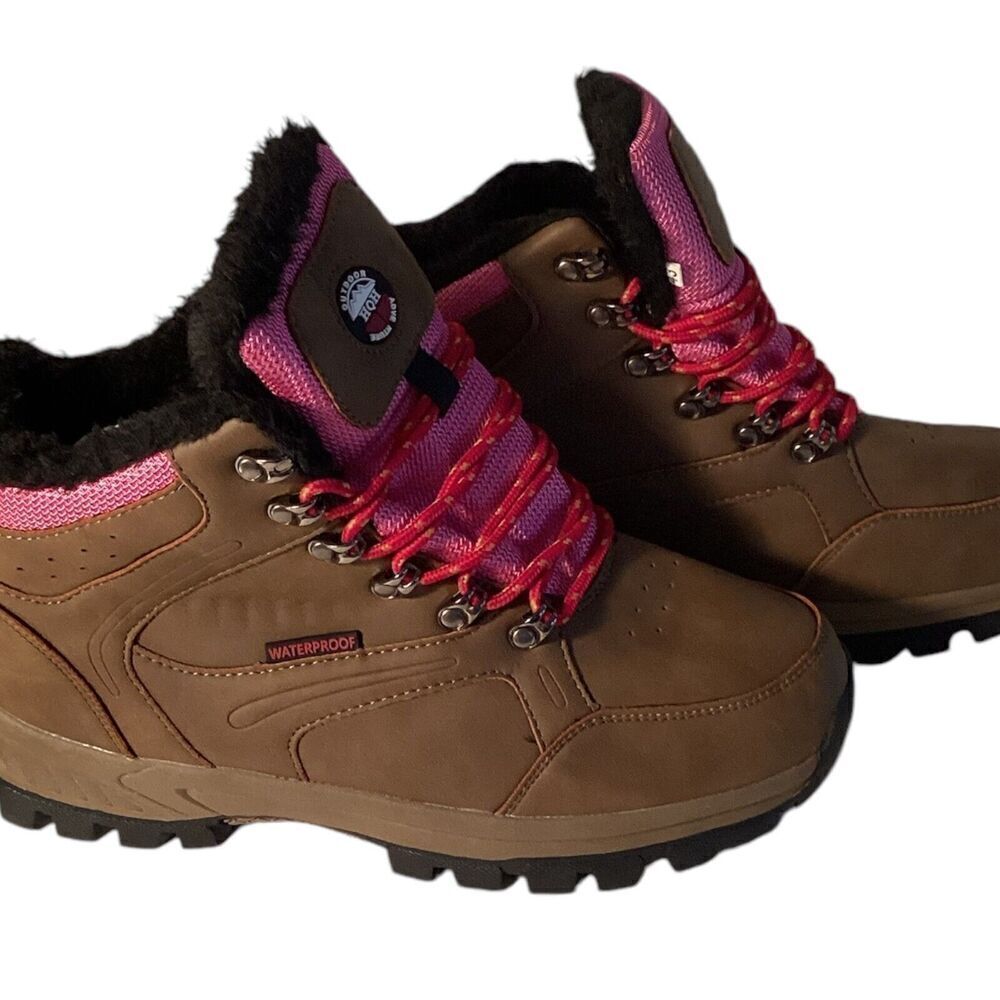 Outdoor HQH Adventure Hiking Boots Women’s Waterproof Brown Pink Size 43 (9.5)